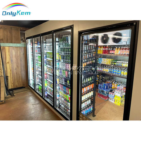 Commercial Convenience Cold Room Walk in Cooler with Glass Display Doors