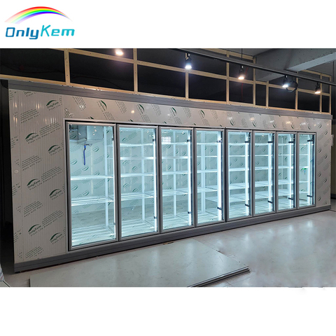 Display walk in cooler freezer with glass door